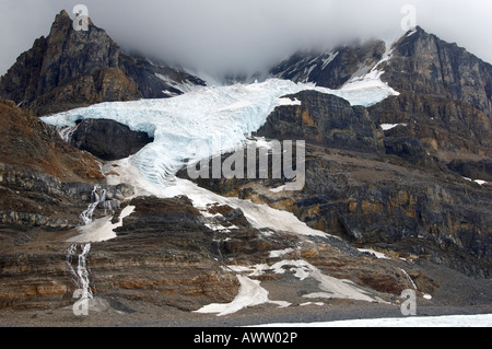 Hanging glacier above the Athabasca Glacier, Columbia Icefields, Alberta, Canada Stock Photo