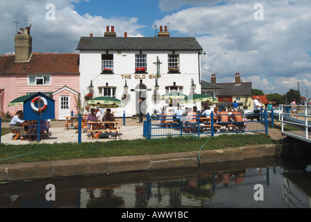 Heybridge Basin The Old Ship Inn Beside River Blackwater People At 