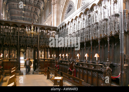 Manchester Millennium Quarter Cathedral the Quire carved wooden architecture Stock Photo