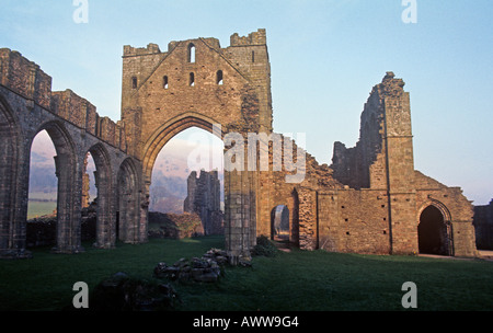 Ruins of 12th century Llanthony Abbey in The Vale of Ewyas in the Black Mountains of Gwent Stock Photo