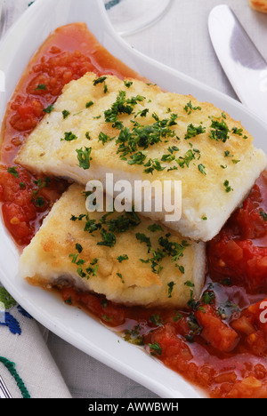 Dried salted cod ( cooked in the Firenze way ) Tuscan recipe italy - Italian Kitchen Stock Photo