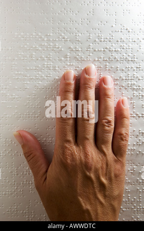 blind person reading Stock Photo