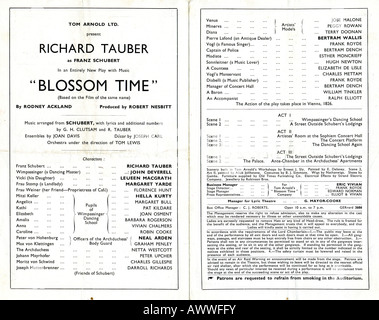1942 Lyric Theatre programme for Richard Tauber in Blossom Time EDITORIAL USE ONLY Stock Photo