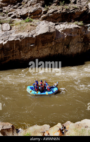 Rafters ride the Arkansas River as it runs through Royal Gorge Colorado USA Stock Photo