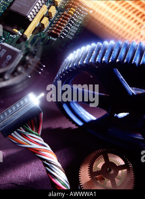 gears electronic still life collage Stock Photo