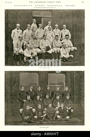 Varsity Match Teams 1894 team photos of the Oxford v Cambridge rugby teams for a game that finished 5 all Stock Photo