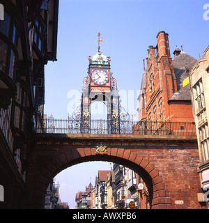 Eastgate Clock on the Roman City Walls, Eastgate Street, Chester, Cheshire, England, UK Stock Photo