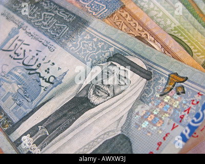 JORDAN. Pile of Jordanian dinars. Stock Photo