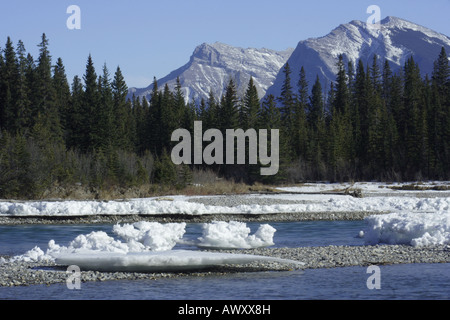 Ice chunks, Canmore, Alberta Stock Photo