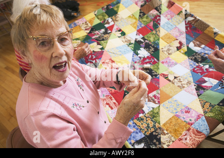 Seniors at a quilting bee Stock Photo - Alamy
