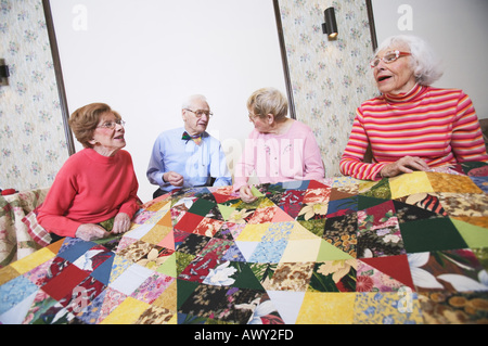 Seniors at a quilting bee Stock Photo - Alamy