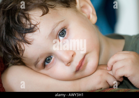 cute baby boy with brown hair and blue eyes