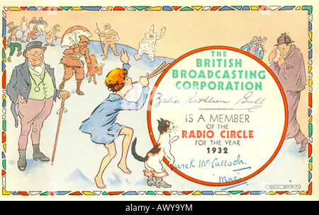 Member's card of the BBC Radio Circle 1932 Stock Photo