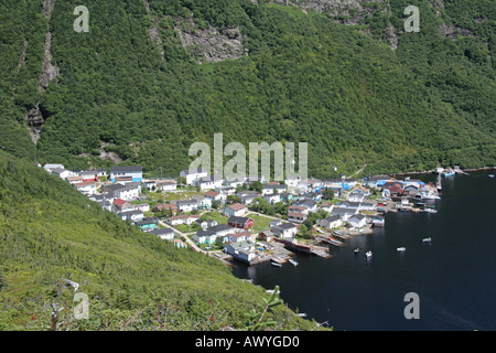 Grey River Newfoundland A view of the Outport Village From the Hills Above Stock Photo