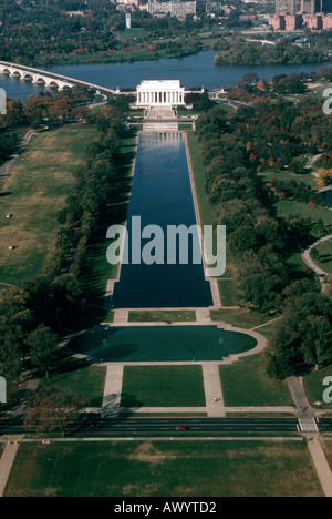 The Lincoln Memorial at Washington DC as view from atop of the Washington Monument Stock Photo