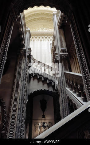 The Grand Staircase at Penrhyn Castle Gwynedd designed by Thomas Hopper and built between 1820 and 1837 in Neo Norman style Stock Photo