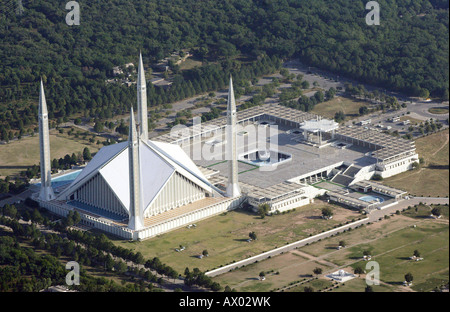 Aerial view of the Shah Faisal Mosque in Islamabad, Pakistan Stock Photo