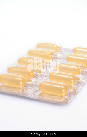 Pills in a neutral blister pack Stock Photo