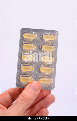 Pills in a neutral blister pack Stock Photo