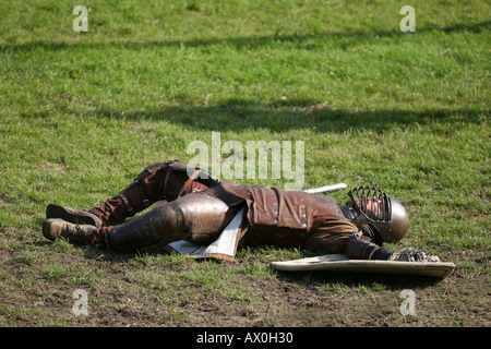 Dead knight in the medieval games, city of Visby, Gotland, Sweden Stock Photo