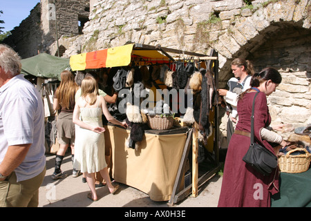 Fur sales in the medieval market at Visby in Gotland Sweden Stock Photo