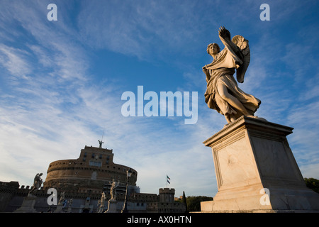 Castel Sant Angelo & Sant Angelo Bridge, Rome, Italy Stock Photo