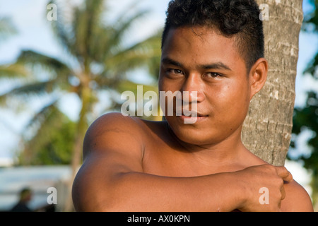 Young Yapese wearing traditional garments, Yap, Federated States of Micronesia Stock Photo