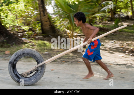 Young yapese boy, Wanyan Village, Yap, Federated States of Micronesia Stock Photo