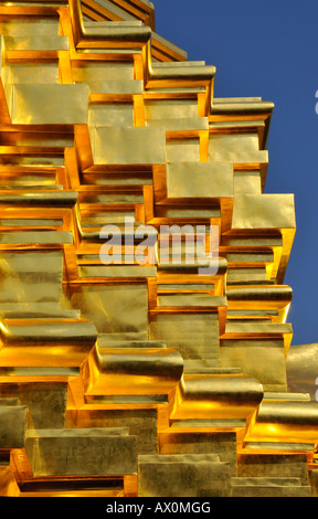 Golden shingles, Sareerikkatartsirirak Pagoda at Wat Phan On, inaugurated by King Bhumipol on June 9, 2007, Chiang Mai, Thailan Stock Photo