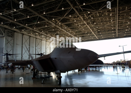 F/A-22 Raptor being displayed in hangar at Edwards Air Force Base Open ...