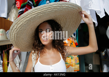 Young woman on Isla Mujeres, Cancun, Mexico, MR-03-03-2008 Stock Photo