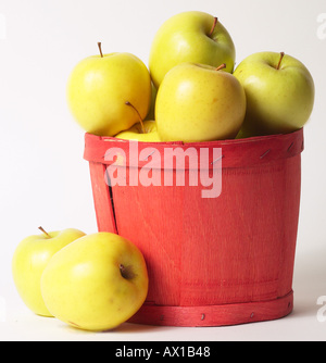 Red bushel of green apples uid 1297439 Stock Photo