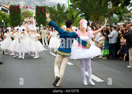 Ballet troupe interpreting Swan Lake during the April flower festival, Funchal, Madeira, Portugal, Europe Stock Photo