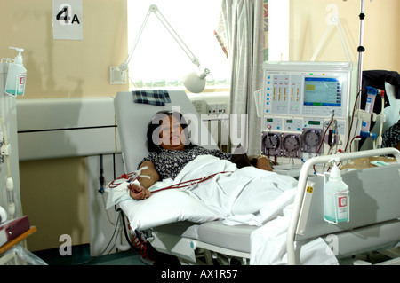 A female Patient on Haemodialysis Stock Photo