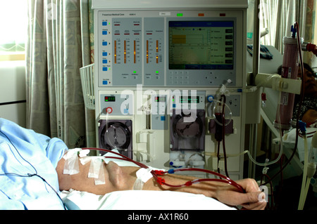 A female Patient on Haemodialysis Stock Photo