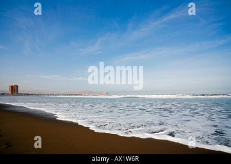 Beach with skyline from Arica, Chile, South America Stock Photo