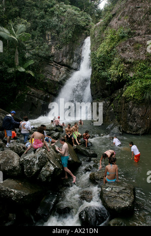 Cascada La Mina waterfall El Yunque rain forest swim Stock Photo