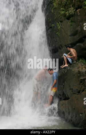 Cascada La Mina waterfall El Yunque rain forest Stock Photo