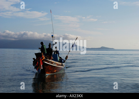 Fishermen arriving early morning, island Kho Samui, Thailand Stock Photo