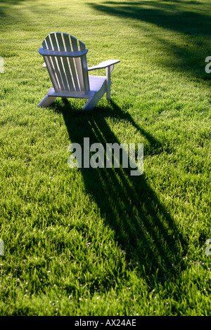 Adirondack Chairs on Lawn in Summer Cape Cod Massachusetts Stock Photo