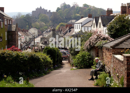 Somerset Dunster High Street and the Castle Stock Photo