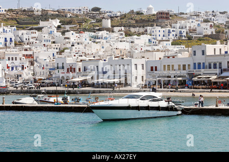 Historic centre and the harbour, Chora, Mykonos, Greece, Europe Stock Photo