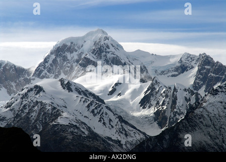 Mt. Cook view from Lake Matheson near the town of Fox Glacier. New Zealand, South Island. Stock Photo