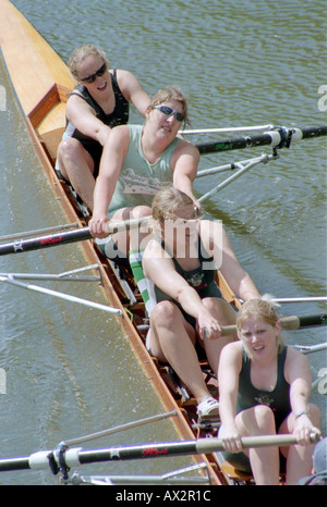 Rowers in a four take part in the Durham Regatta Stock Photo