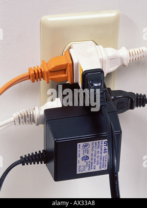 Overloaded Electrical Outlet Stock Photo