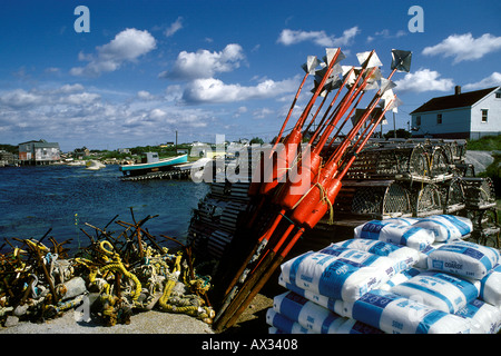 Bouys Salt Lobster Traps - Fishing Village of West Hanover - Nova Scotia - Canada Stock Photo
