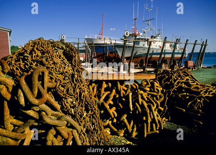 Rusty Chains at Dry Dock Lunenburg Shipyard Nova Scotia Canada Stock Photo