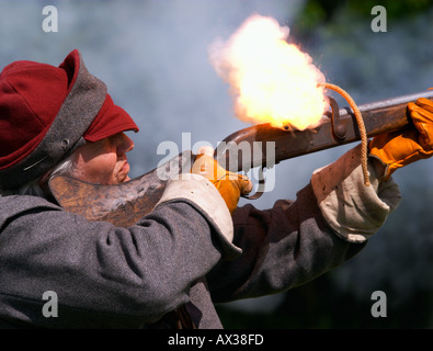 Wardour Castle Regiment English Civil War period Royalist fires musket Stock Photo