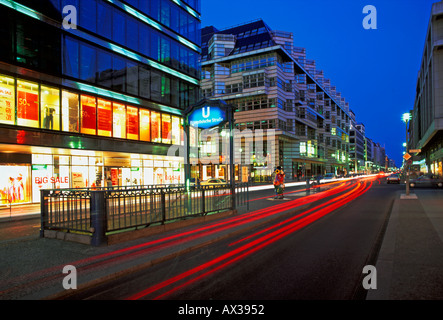 Berlin Center Friedrichstrasse by night Stock Photo