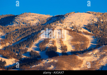 Steamboat ski area Mt Werner in early evening Steamboat Springs Colorado USA Stock Photo